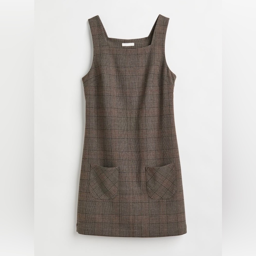 H&M Brown Plaid Mini Dress